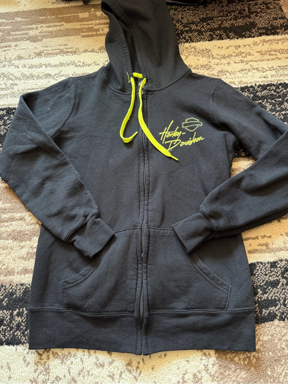Women’s Harley-Davidson Black & green Zip Hoodie with skull and wings